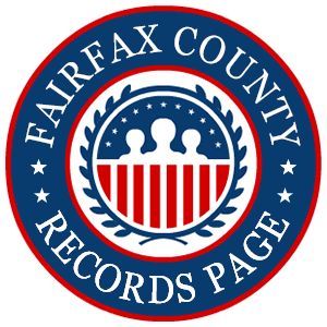 A round red, white, and blue logo with the words 'Fairfax County Records Page' for the state of Virginia.